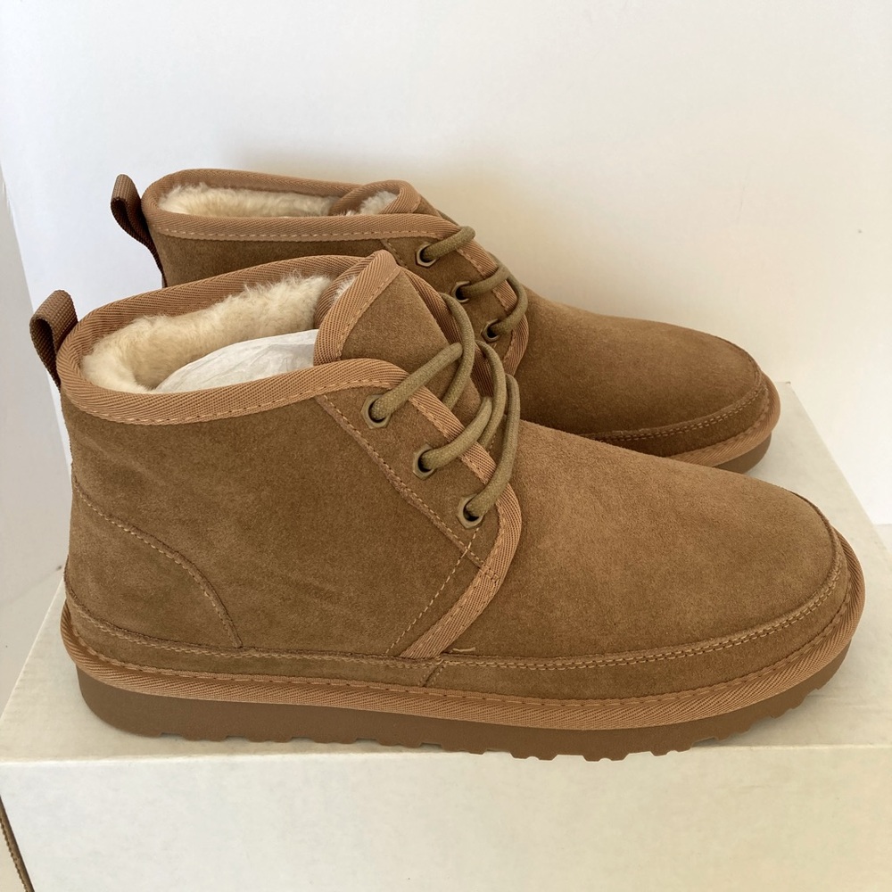 Bruno Marc Shearling Lined Suede Boot Men’s Size 8.5 US/41.5 EU Chesnut